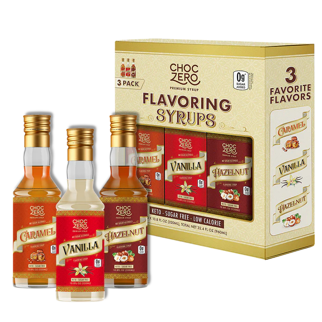 ChocZero Sugar Free Coffee Syrup Trio (3 x 10.8oz small bottles)