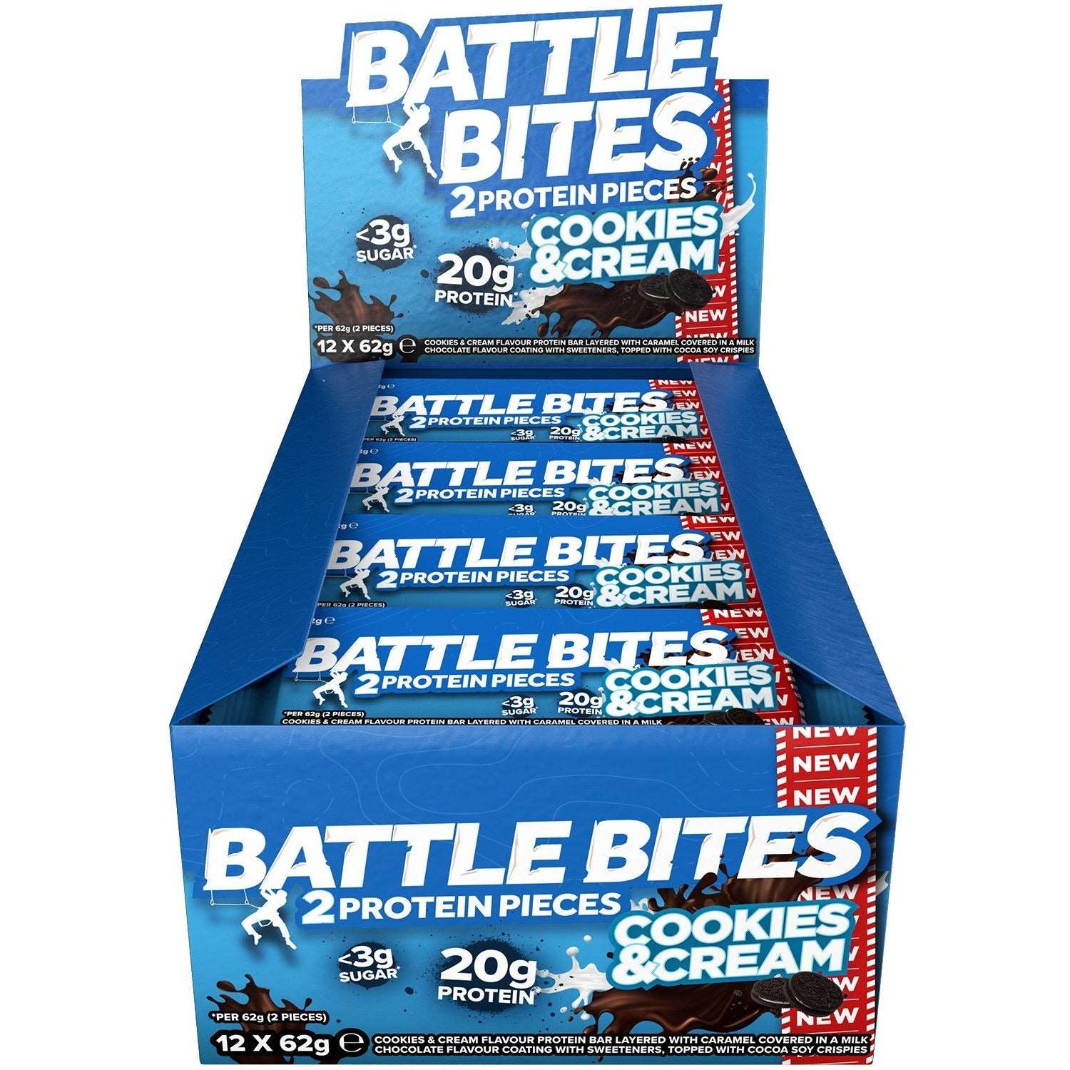 Battle Snacks Battle Bites Low-Carb Protein Bar (Box of 12) Protein Snacks Cookies & Cream Battle Snacks