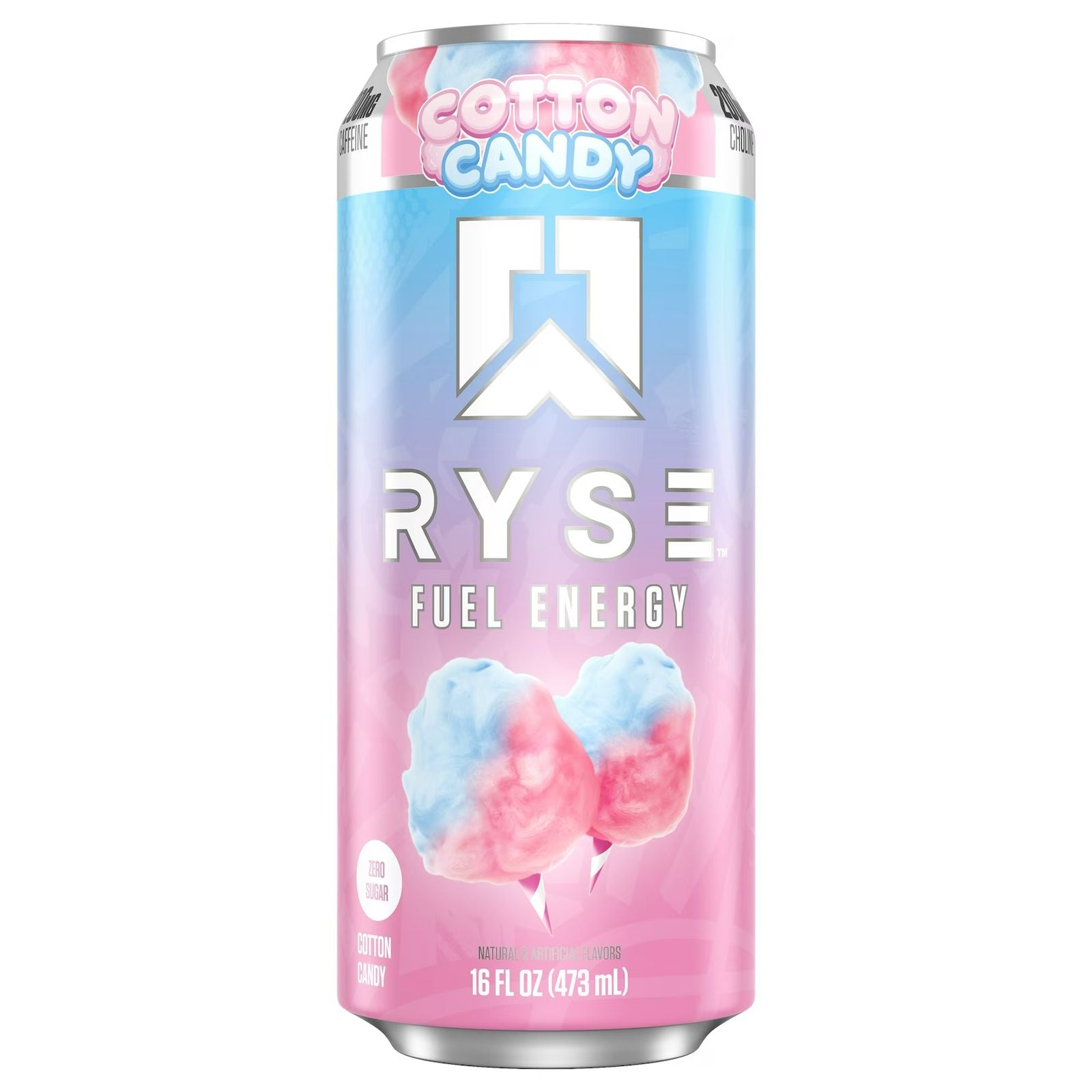 RYSE Fuel Energy Drink — Cotton Candy front of can, 16 fl oz, zero sugar (2)