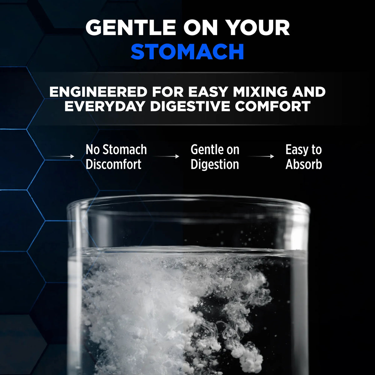 Allmax Creatine Monohydrate Unflavored — powder dissolving in a glass of water, easy-mixing poster