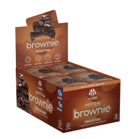 AP Prime Bites Protein Brownie (1 box of 12) Protein Snacks Chocolate Fudge Alpha Prime