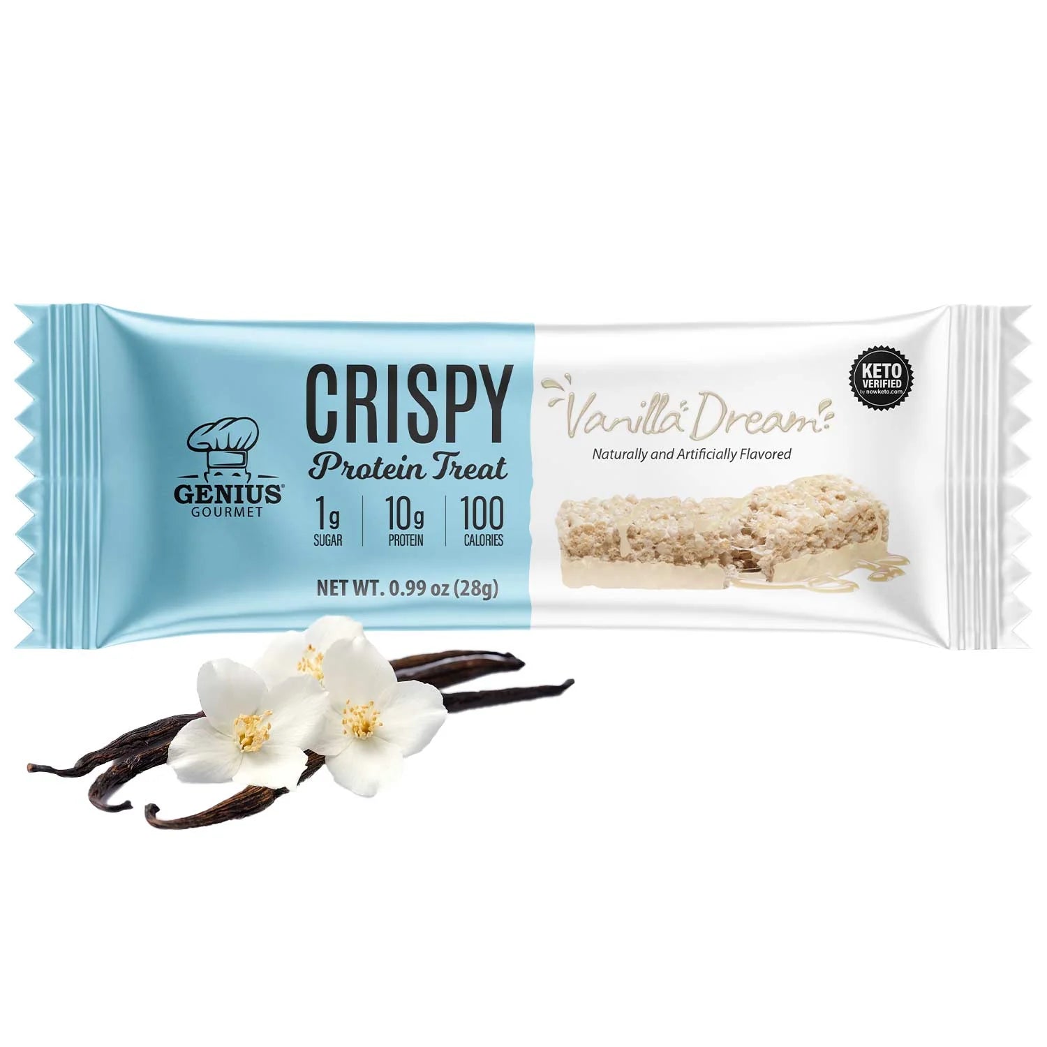 Genius Gourmet Crispy Protein Treat (1 bar) Protein Snacks Vanilla Dream Genius Gourmet
