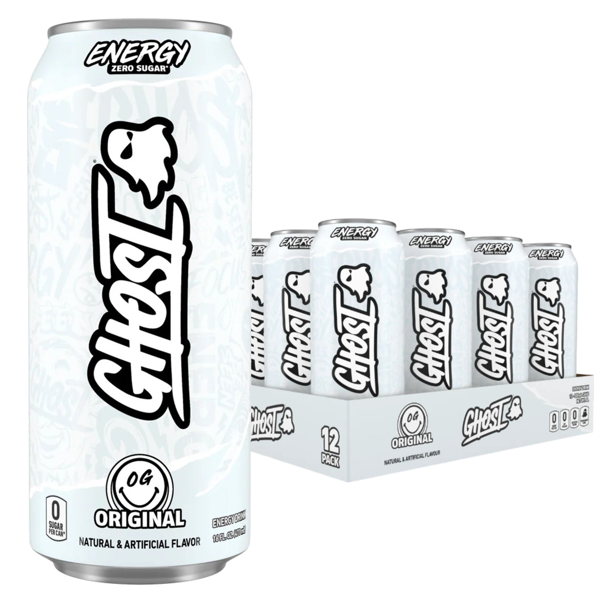 GHOST Energy USA case of 12 — OG Original can with 12-pack tray