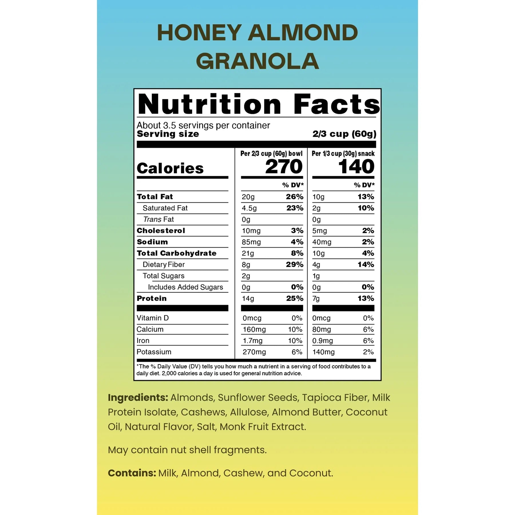 Magic Spoon Keto Protein Granola Nutrition Facts panel — 14g protein, 8g fiber