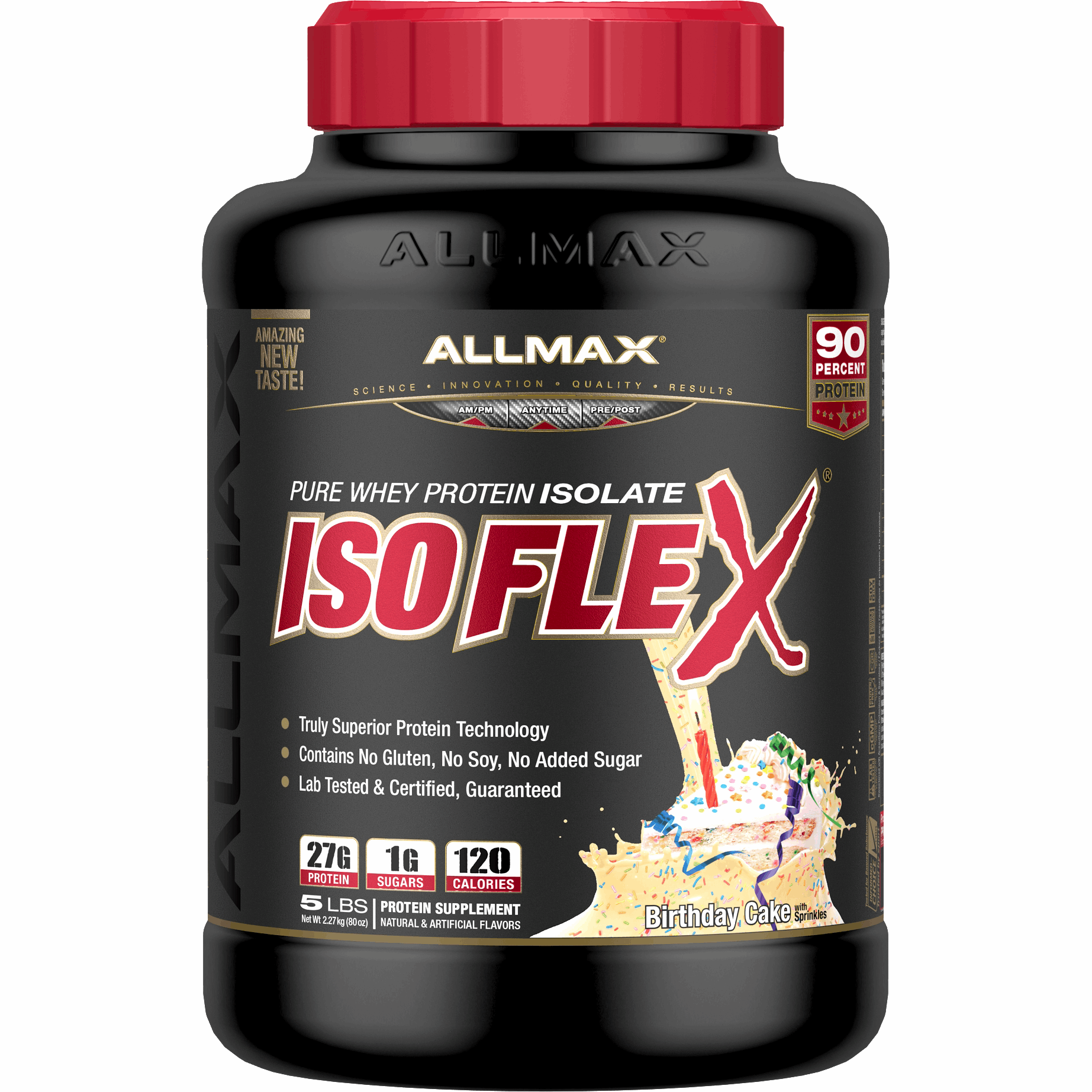 ALLMAX Isoflex Whey Protein Isolate (5 LBS) Whey Protein Birthday Cake Allmax Nutrition