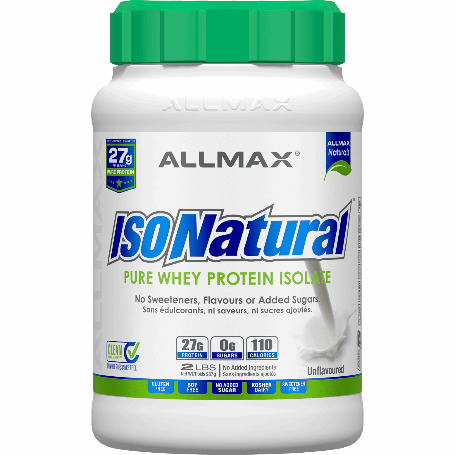 ALLMAX IsoNatural (2 LBS) Whey Protein Unflavoured Allmax Nutrition