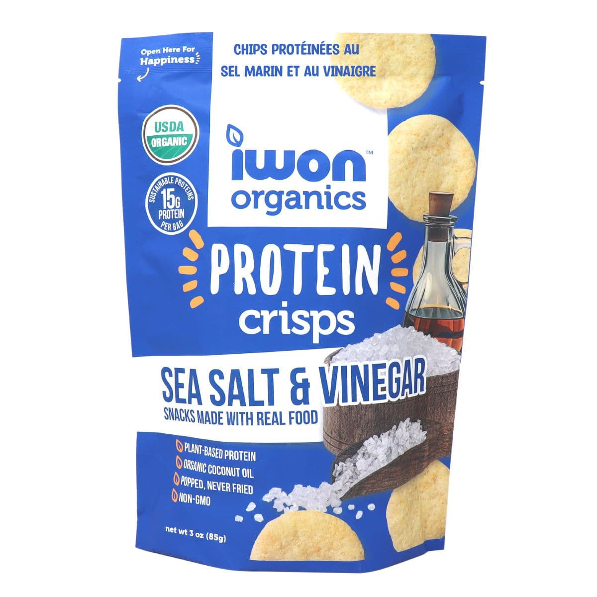 IWON Organics Vegan Protein Crisps 1 bag of 3 servings IWON Organics Top Nutrition Canada