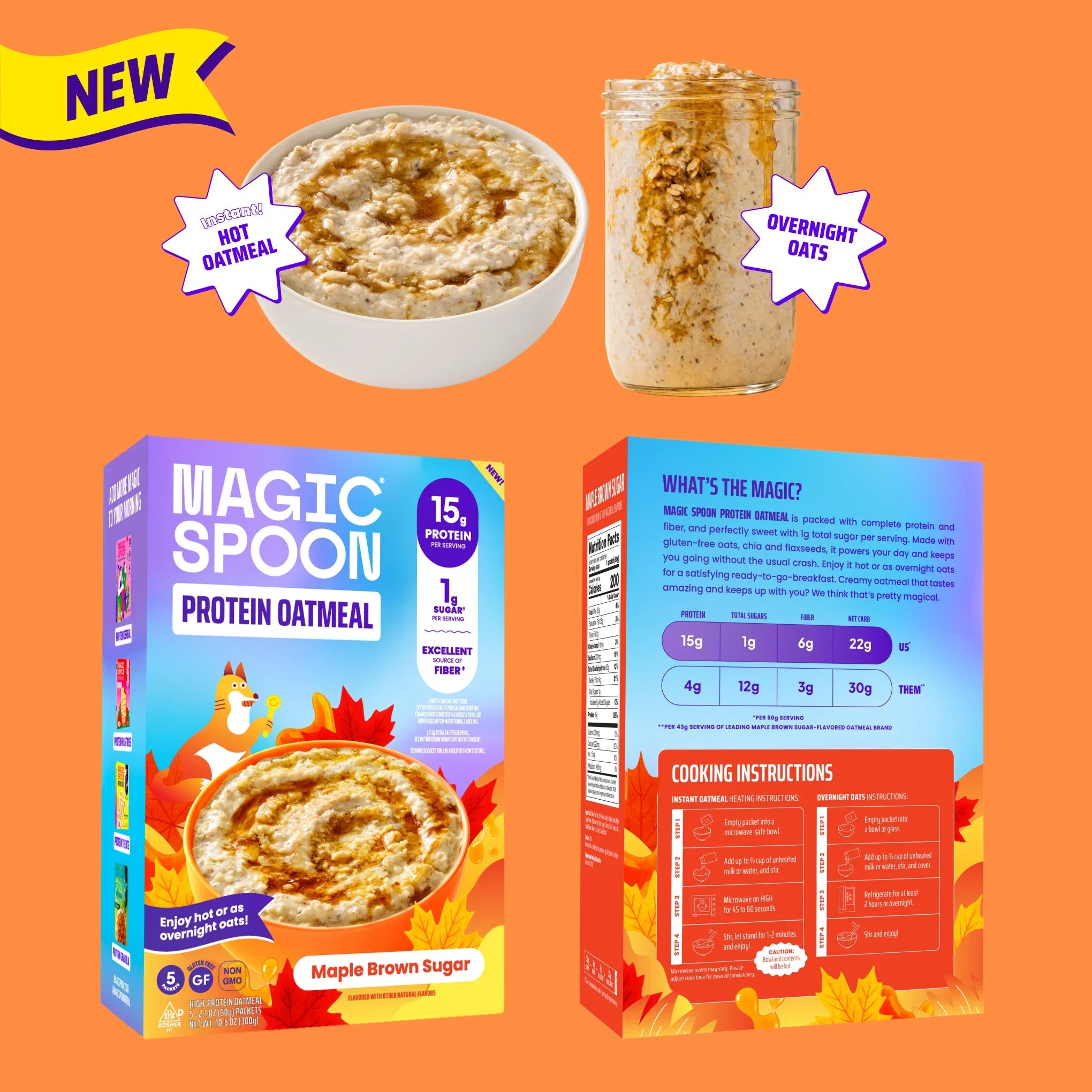 Gruau protéiné Magic Spoon Maple Brown Sugar — 15 g de protéines, avoine sans gluten, 1 g de sucre