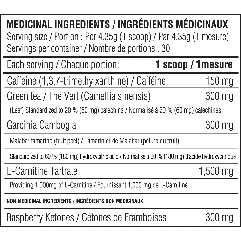 Believe Supplements Energy + Burner Supplement Facts panel