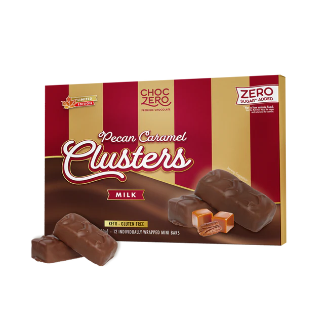 ChocZero Milk Chocolate Pecan Caramel Clusters (12 bars)