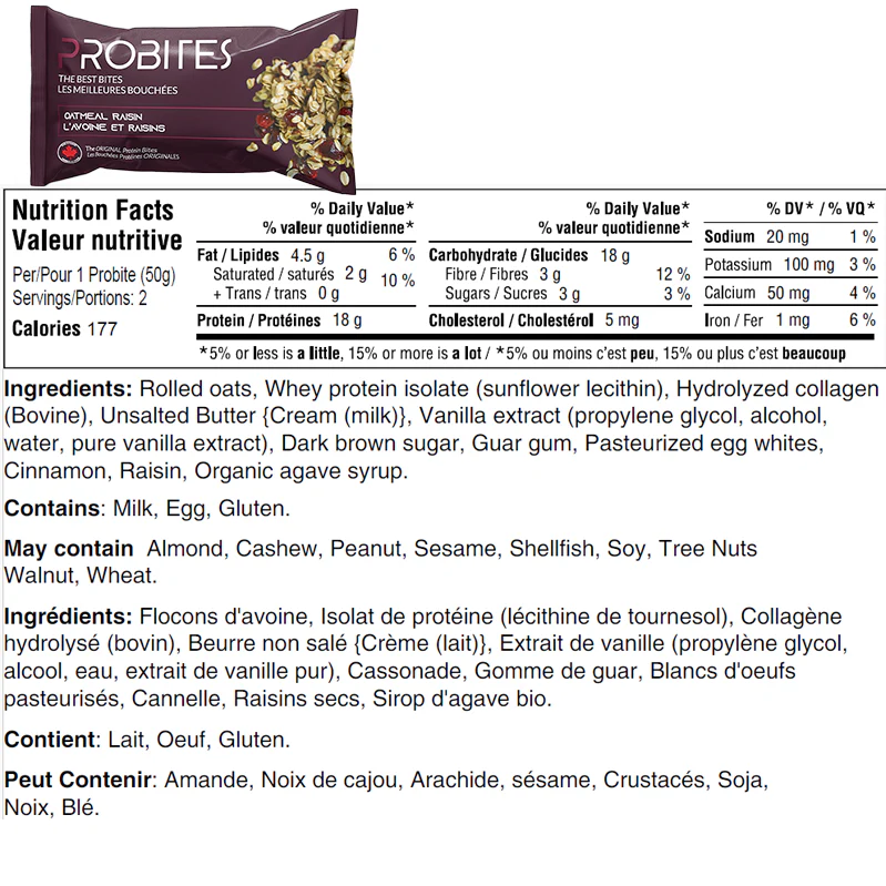 ProBites Protein Balls Probites Oatmeal Raisin