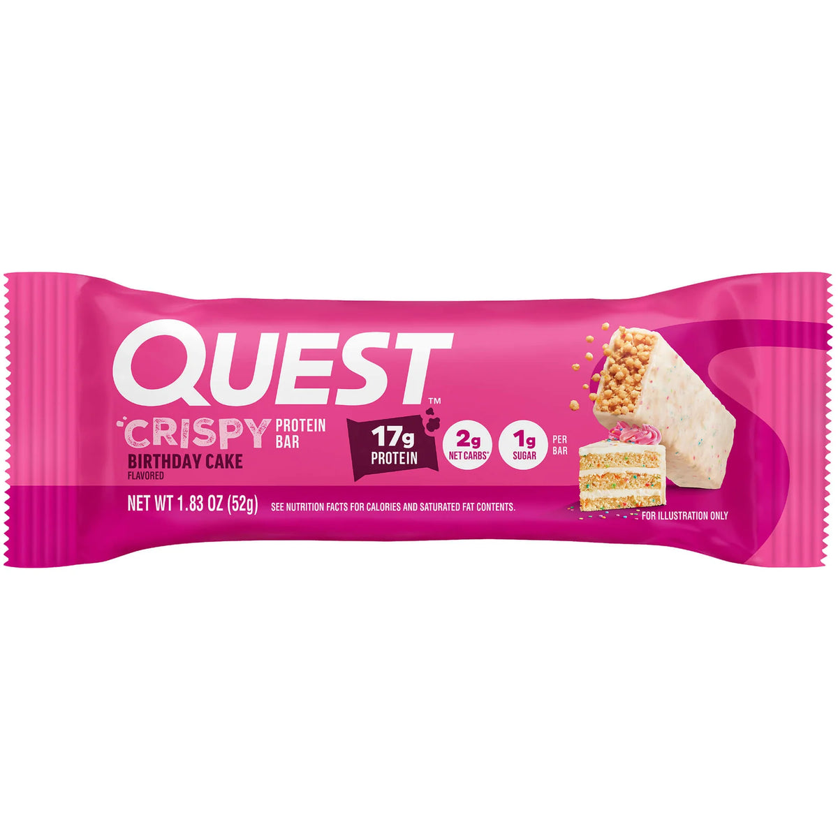 Quest Nutrition Hero Crispy Protein Bar (1 bar), Birthday Cake flavour, retail bar