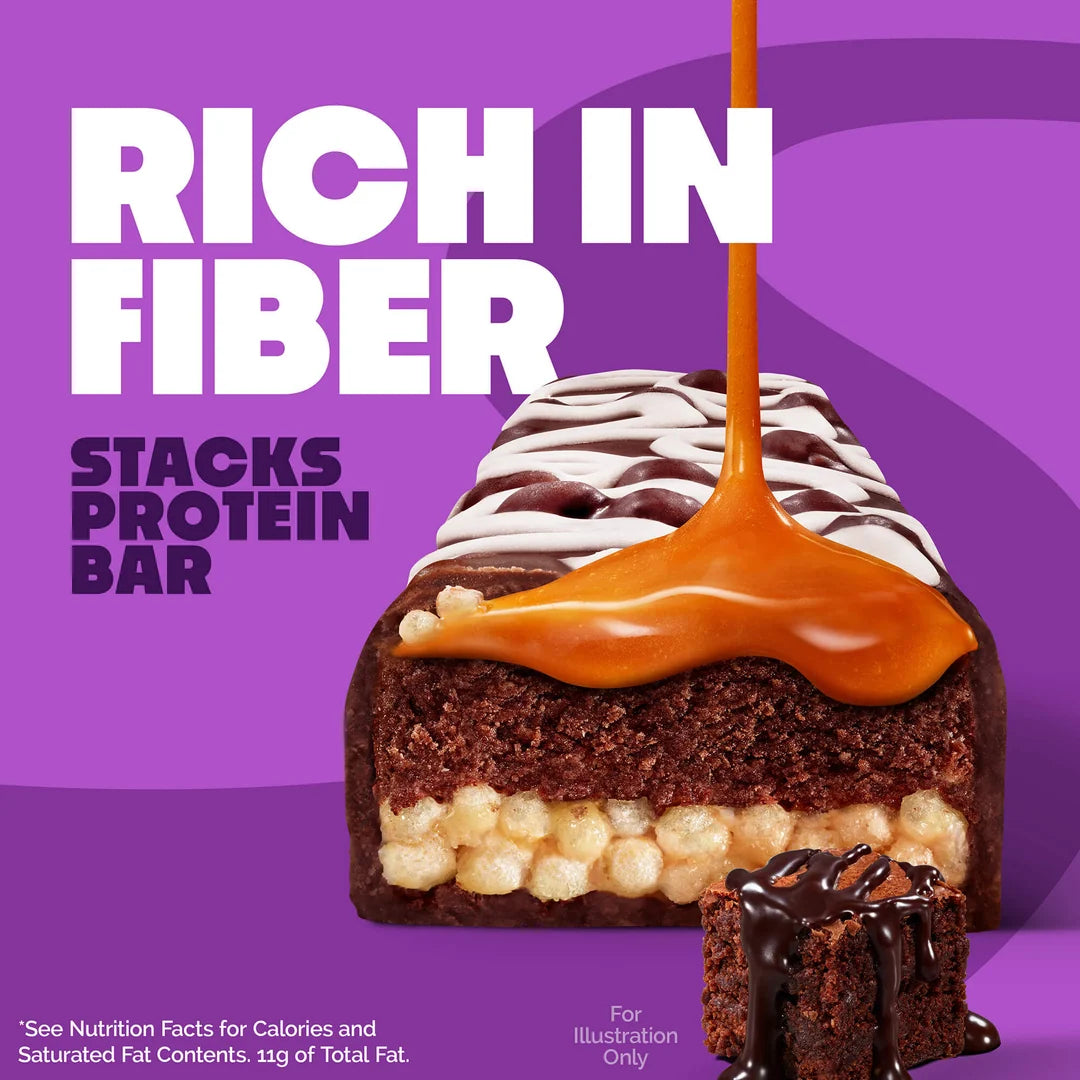Quest Nutrition Stacks Protein Bar, Brownie a la Mode, box of 12 multi-layered bars with 20g protein, 1g sugar