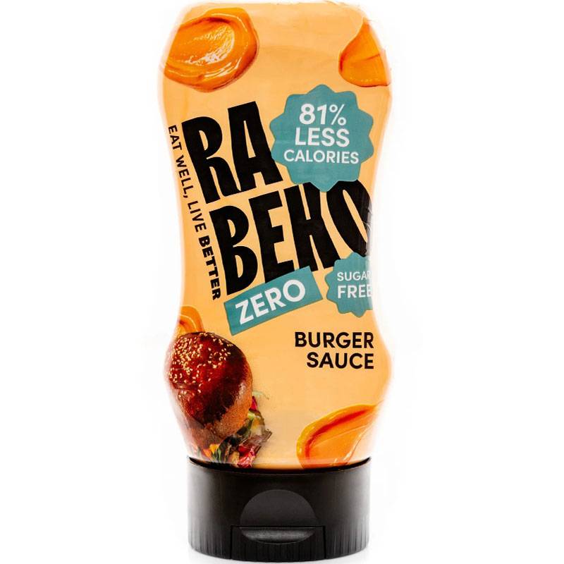 Rabeko Zero Burger Sauce squeeze bottle — sugar free with 81% fewer calories, low cal sauce