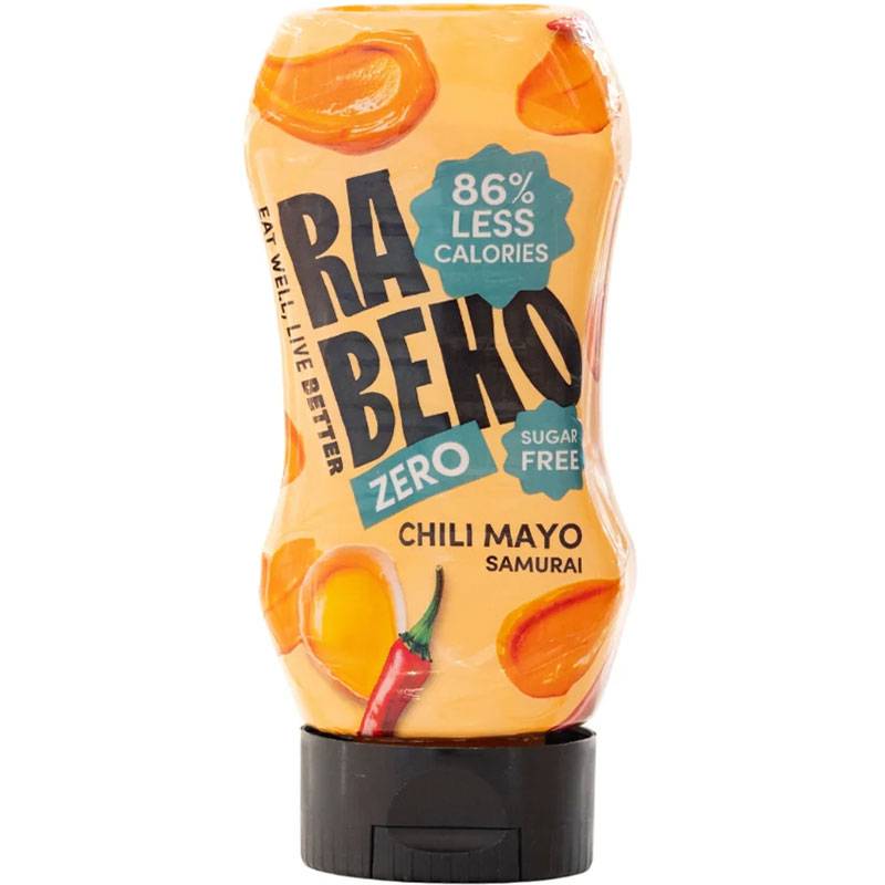 Rabeko Zero Samurai Chili Mayo squeeze bottle — sugar free with 86% fewer calories, low cal sauce