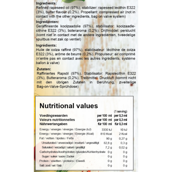 Spray de cuisson antiadhésif Rabeko Zero