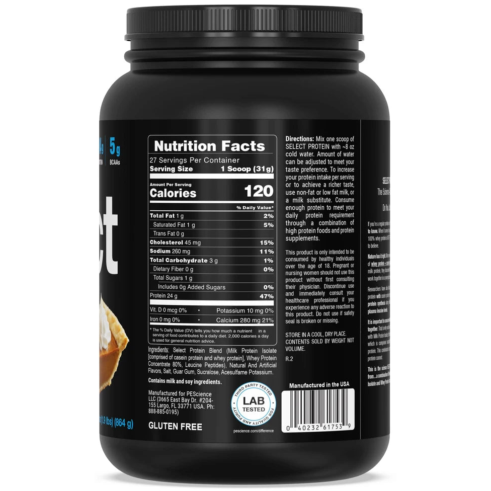 PEScience Select Protein (27 servings), retail tub displayed for the online store listing