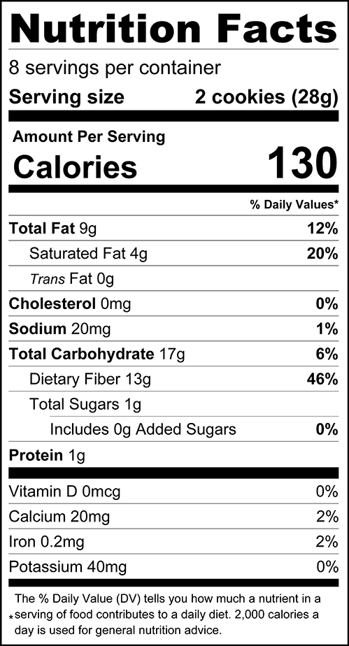 ChocZero Vanilla Wafer Cookies Nutrition Facts panel