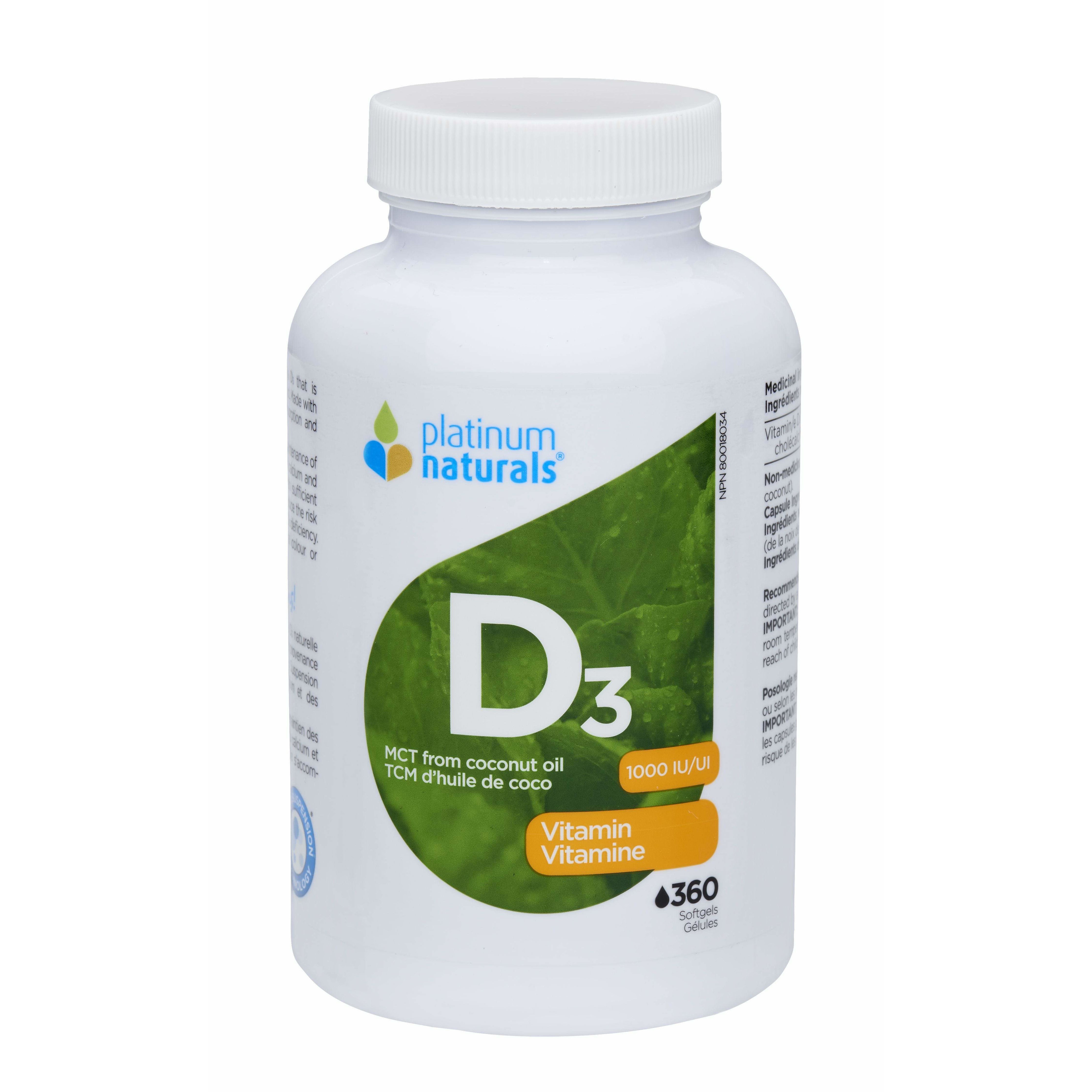 Platinum Naturals Vitamin D3 1000iu (360 Softgels) vitamins Platinum Naturals