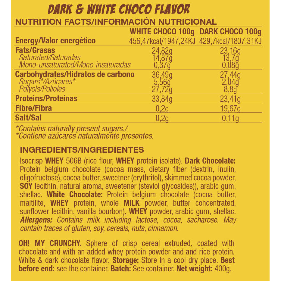 Quamtrax Nutrition OH MY Protein Crunchy (400g) Protein Snacks Milk Chocolate BEST BY JUNE 30/22,White Chocolate,Dark Chocolate,Dark & White Chocolate BEST BY JUNE 30/22 Quamtrax Nutrition