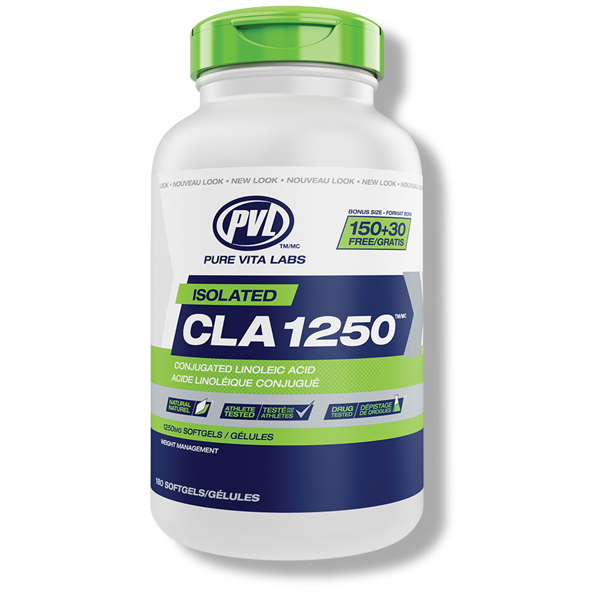 PVL ISOLATED CLA 1250 180 softgels BEST BY OCT 11, 2023 Pure Vita Labs Top Nutrition Canada