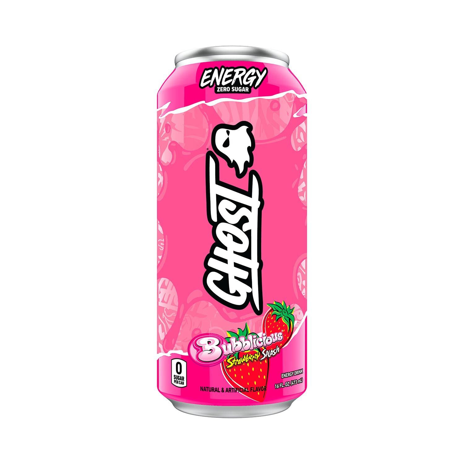GHOST Energy Drink (1 can) Protein Snacks Bubblicious® Strawberry Splash GHOST