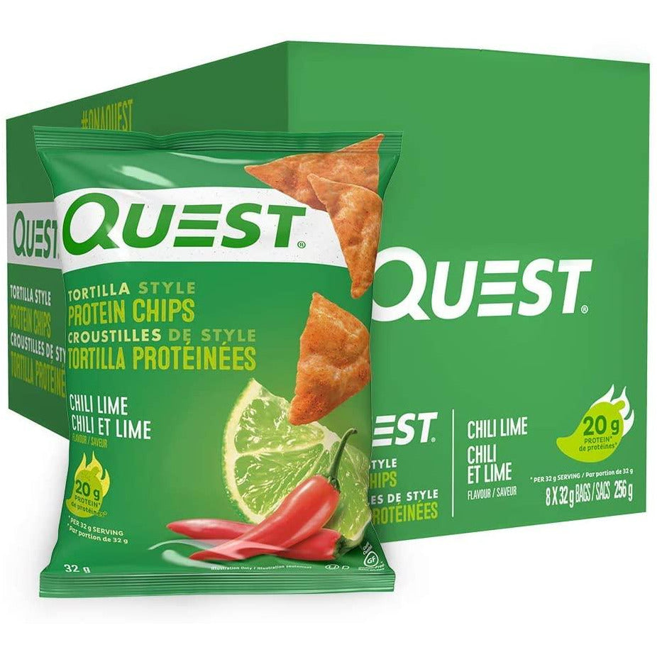 Quest Nutrition Protein Chips (Box of 8) Protein Snacks Tortilla Style Chili Lime Quest Nutrition