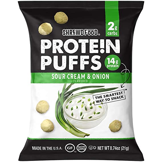 Shrewd Food Protein Puffs (1 bag) Protein Snacks Sour Cream & Onion BEST BY NOV 22/2022 Shrewd Food
