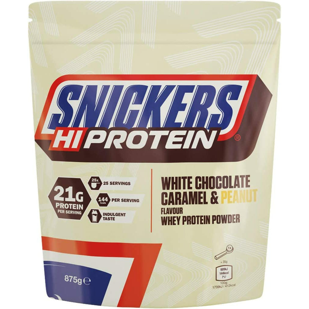 MARS Brand Hi Protein Whey Protein Powder (25 servings) mars-brand-hi-protein-whey-protein-powder-25-servings Whey Protein Snickers WHITE Chocolate Caramel & Peanut BEST BY SEPT 28, 2022 HiProtein