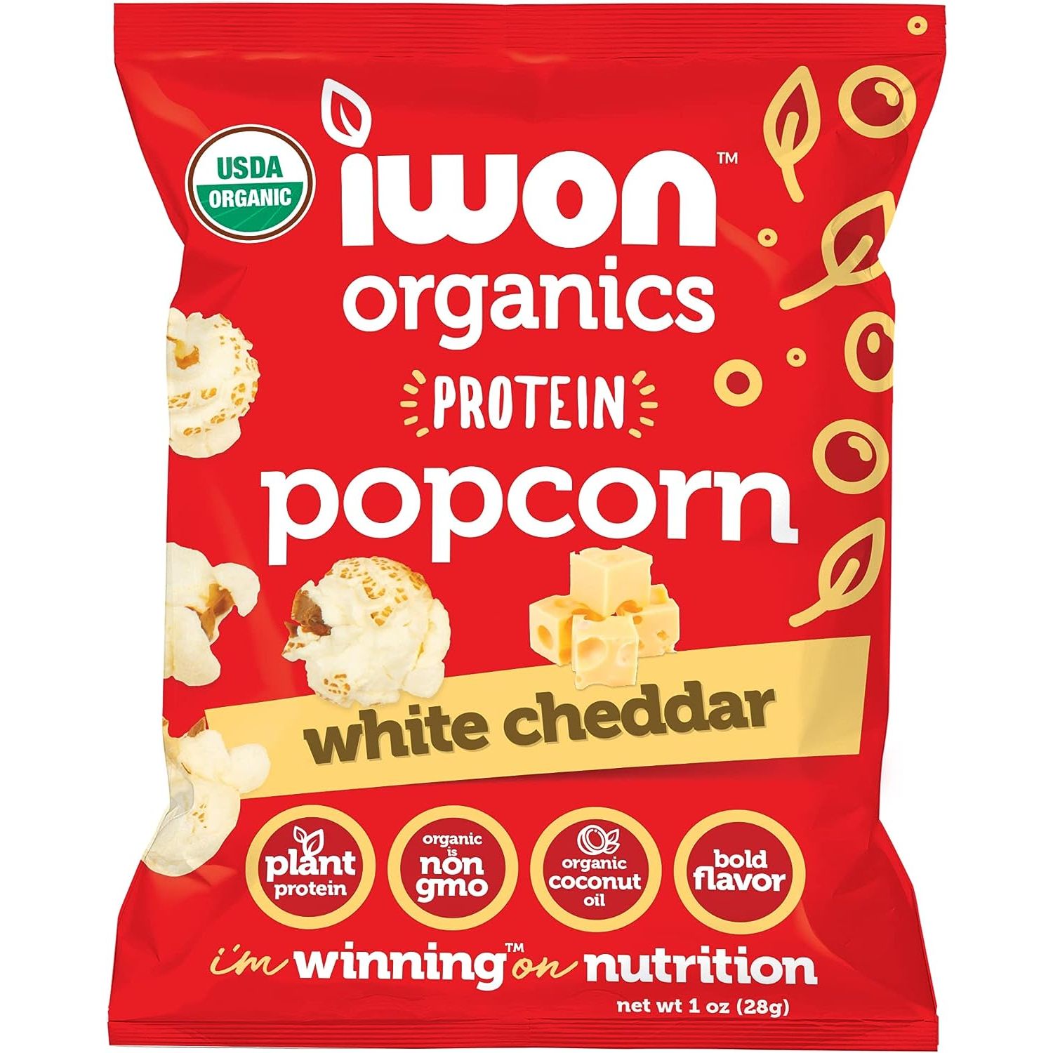IWON Organics Protein Popcorn (1 bag) Protein Snacks White Cheddar IWON Organics