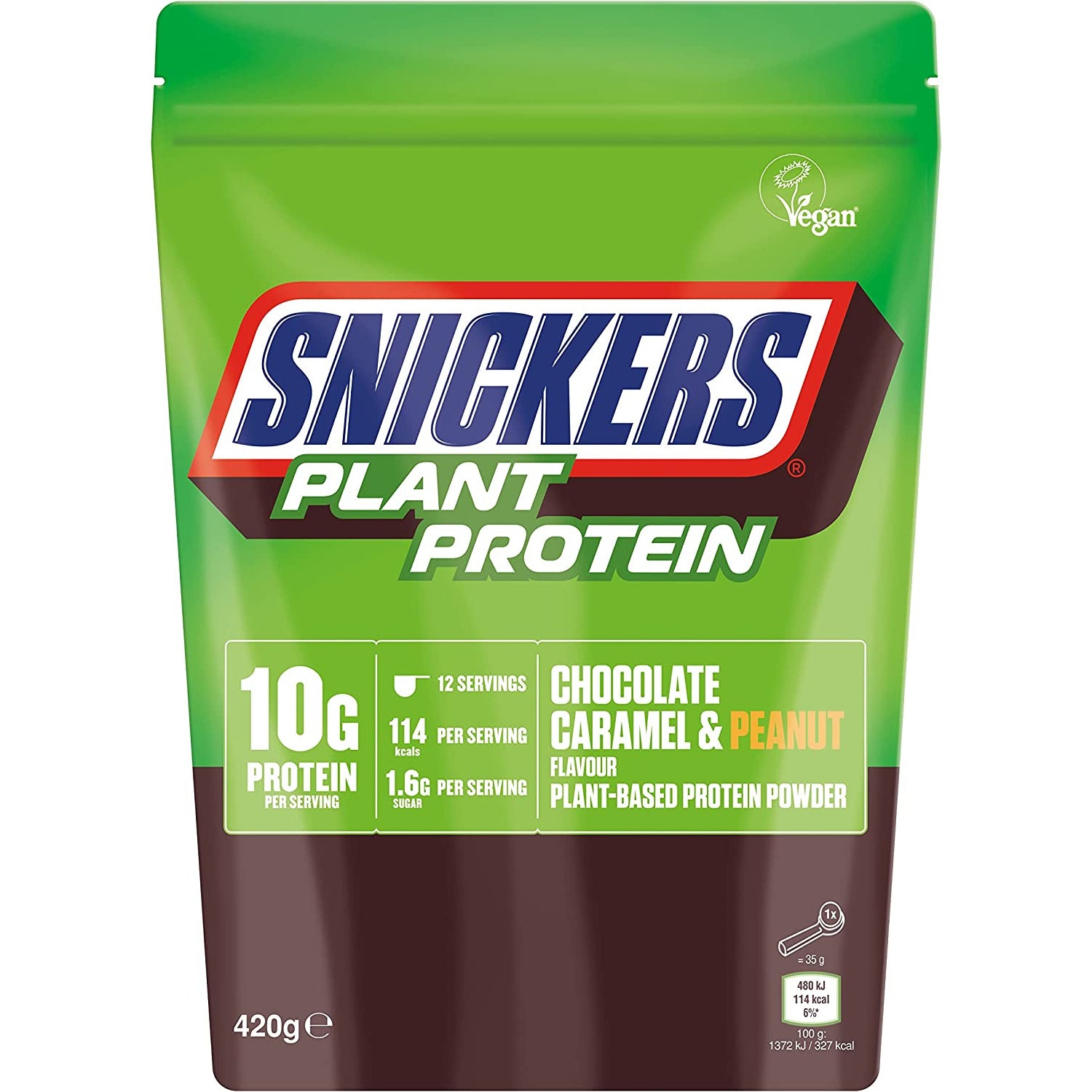 Mars Brand HI PROTEIN VEGAN Protein Powder (420g) Vegan Protein Snickers (Choc Caramel & Peanut) BEST BY SEPT 27, 2023 Mars Brand