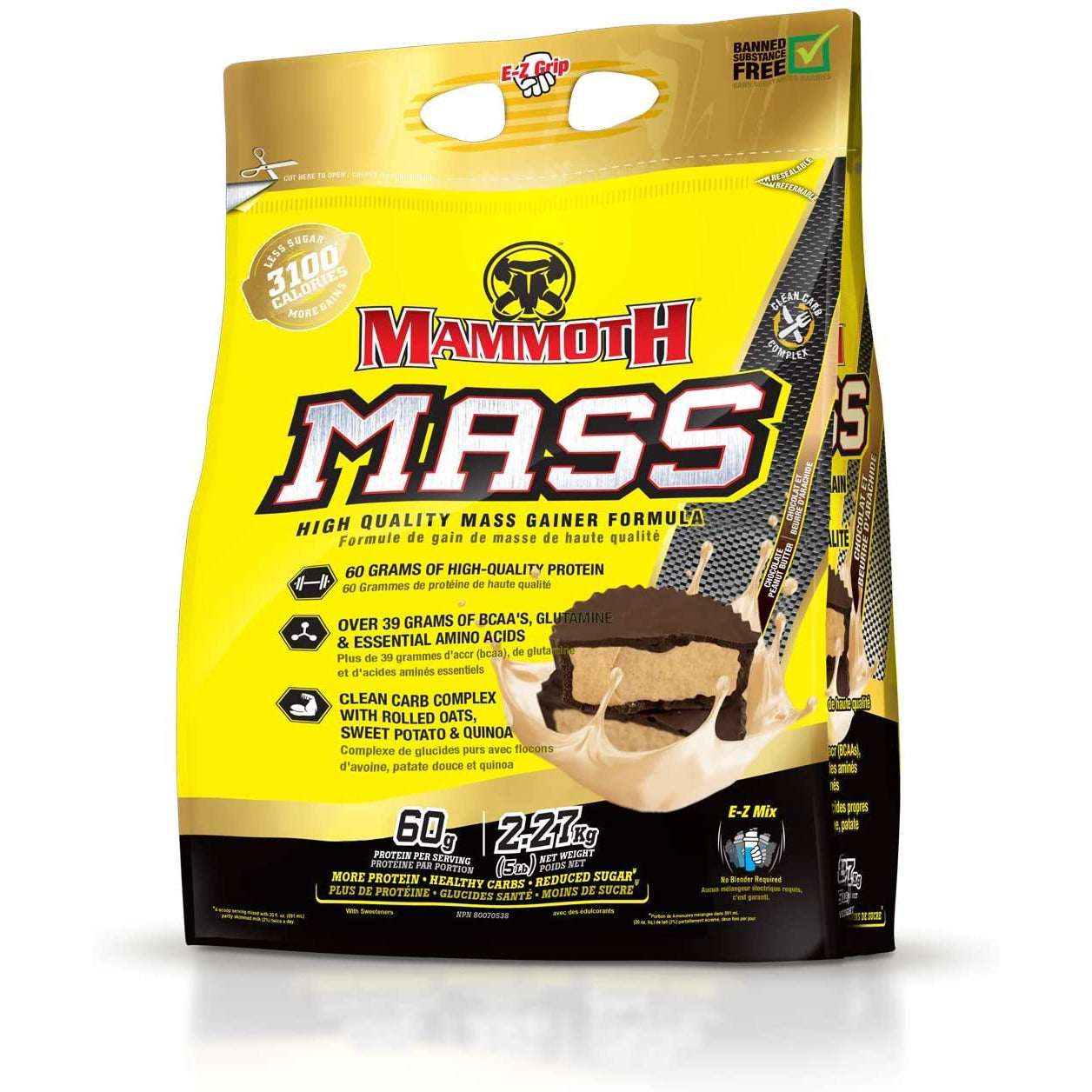 Mammoth Mass (5 lbs) mammoth-mass-6lbs Mass Gainers Chocolate Peanut Butter Mammoth