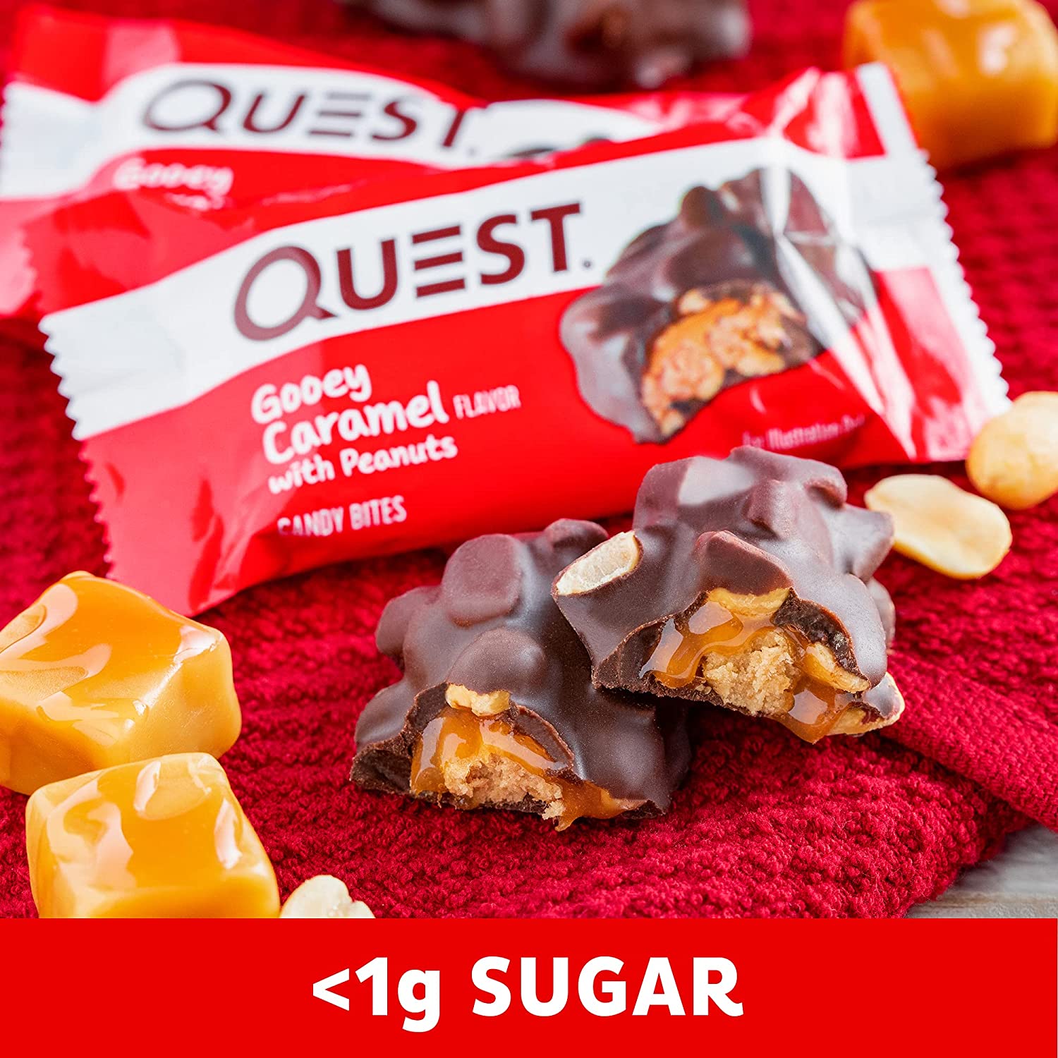 Quest Nutrition Candy Bites (1 bite) Protein Snacks Fudgey Brownie with almonds,Gooey Caramel with peanuts,Coconutty Caramel Quest Nutrition