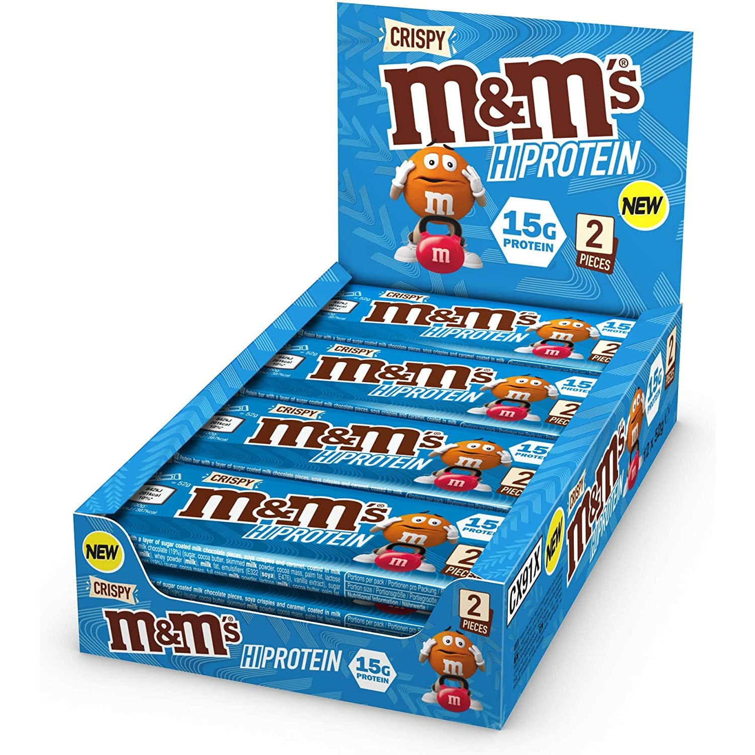M&M's Hi-Protein Chocolate Bar (1 box of 18 bars) protein snacks NEW Crispy (with mini Crispy M&M's) BOX of 12 BEST BY MAR/2023 Mars