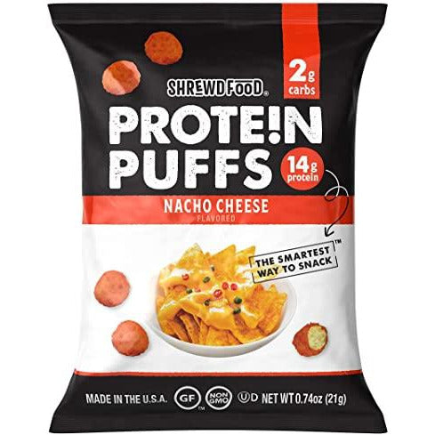 Shrewd Food Protein Puffs (1 bag) Protein Snacks Nacho Cheese Shrewd Food