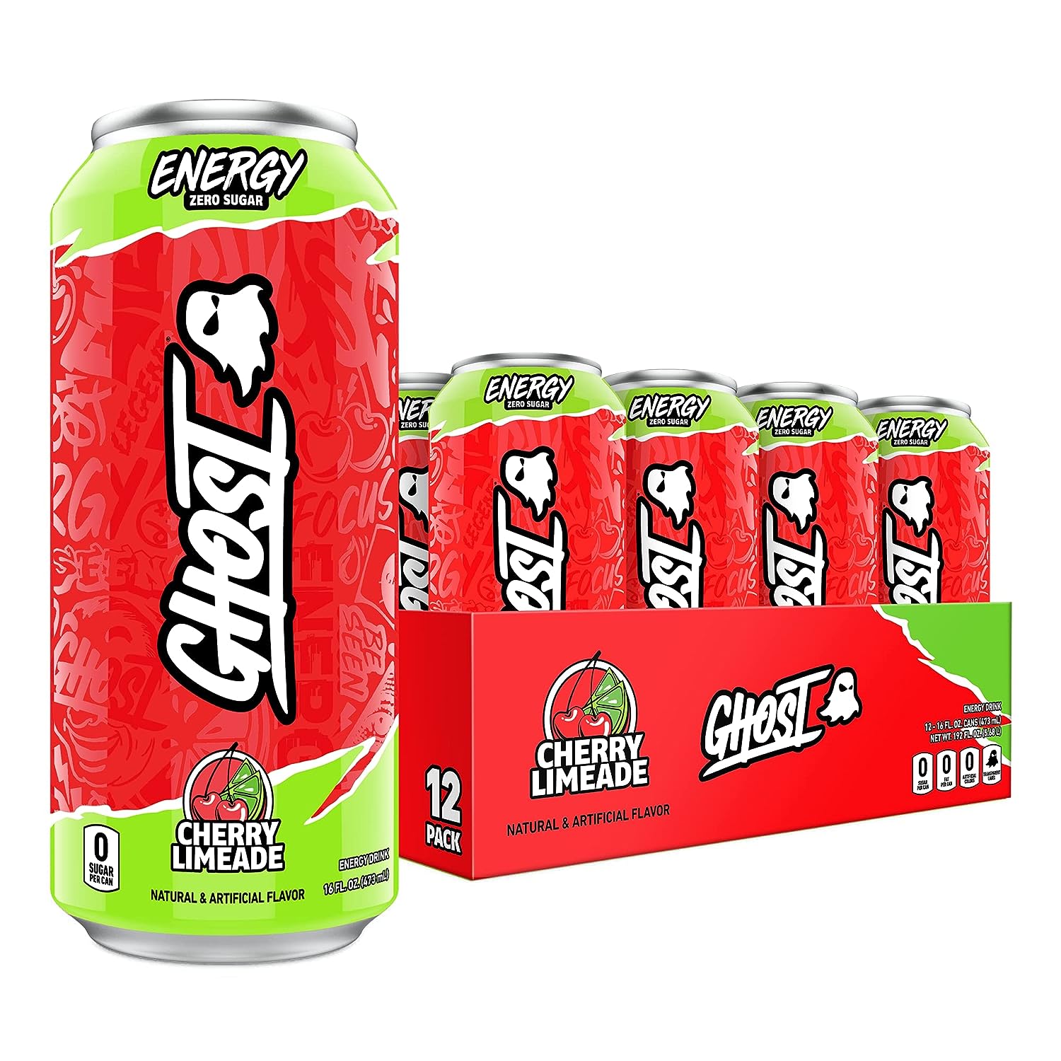 GHOST Energy Drink (1 case of 12 cans) Protein Snacks Cherry Limeade GHOST
