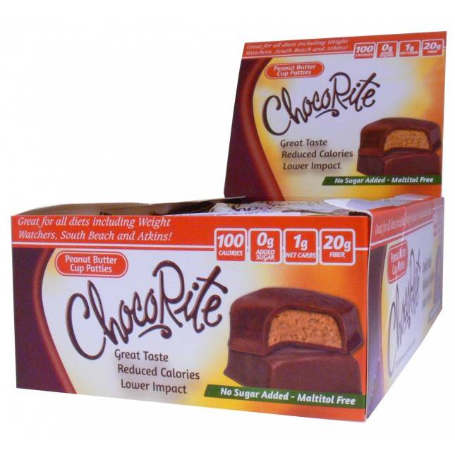 ChocoRite Low Carb KETO Candy Bars Chocolate (Box of 16) Protein Snacks Peanut Butter Patties BEST BY 04/2022 ChocoRite
