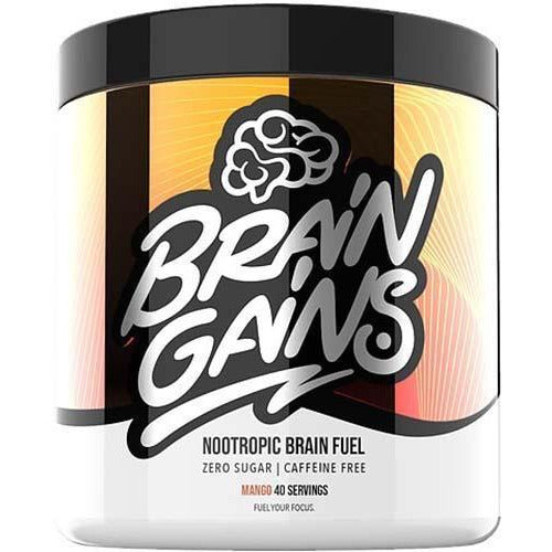 Brain Gains SWITCH ON! Nootropic Brain Fuel (40 servings) Pre-workout Mango STIM FREE Brain Gains