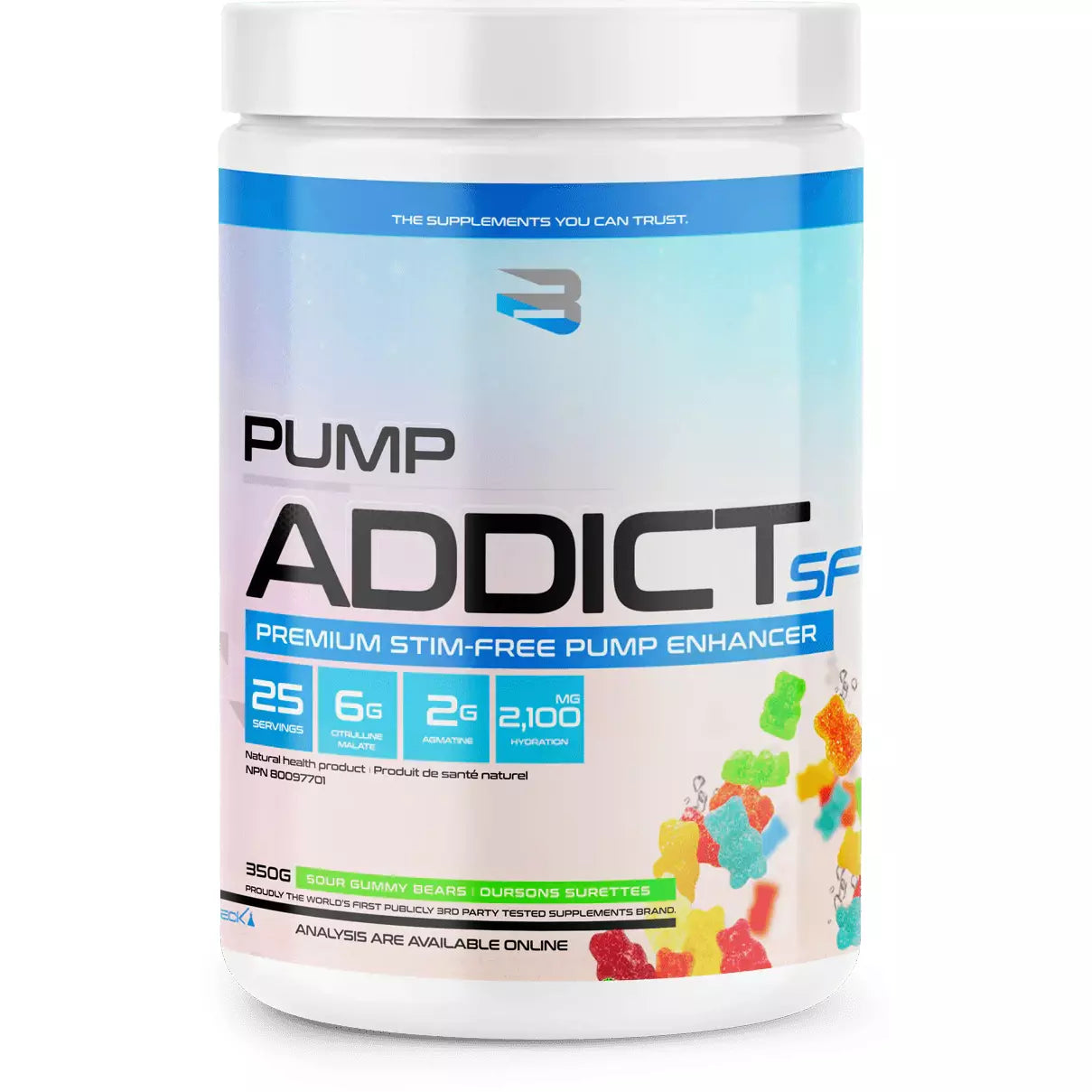 Believe Pump Addict Pre-Workout (50 servings) Pre-workout STIM FREE Sour Gummy Bears Believe Supplements
