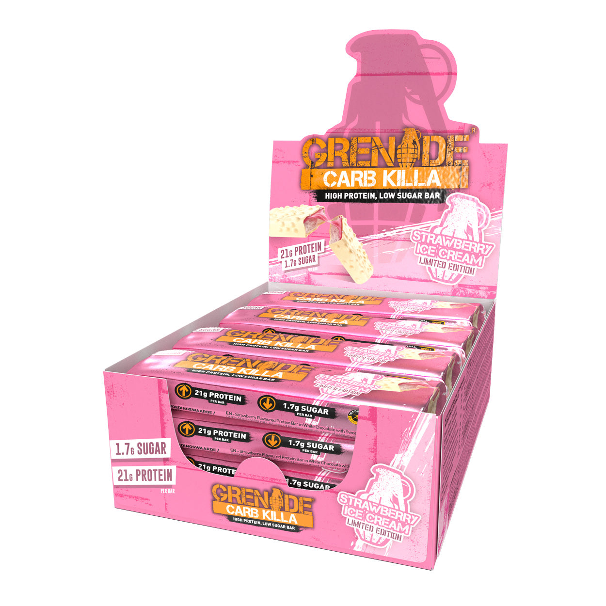 Grenade Carb Killa KETO Protein Bars (Box of 12) Protein Snacks Strawberry Ice Cream Grenade