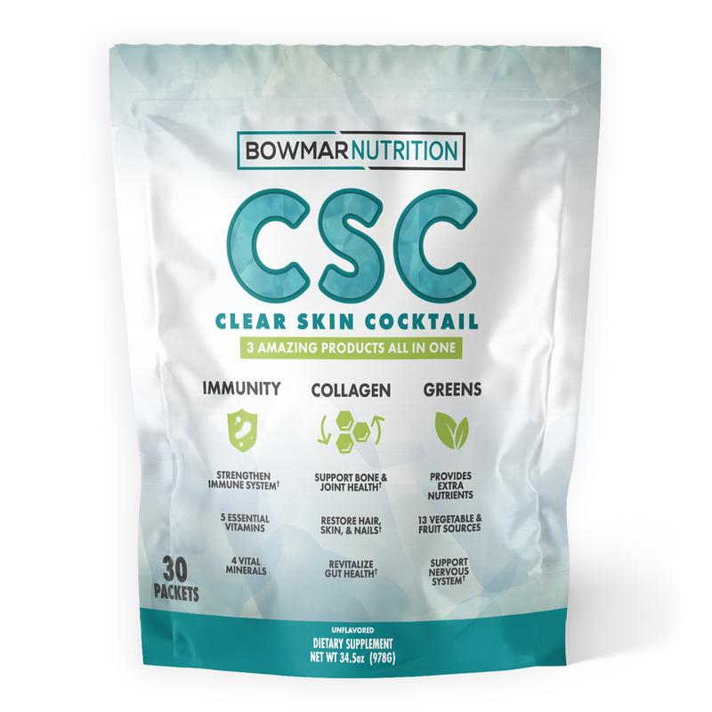 Bowmar Clear Skin Cocktail Collagen + Greens 30 PACK BAG Bowmar Nutrition