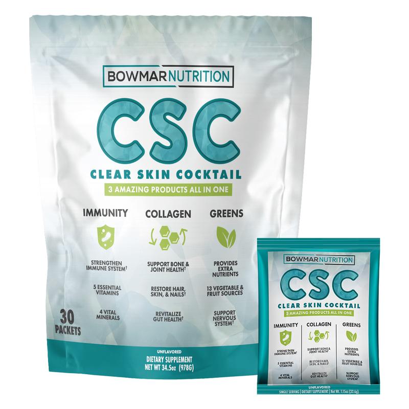 Bowmar Clear Skin Cocktail Collagen + Greens 30 PACK BAG,1 single packet Bowmar Nutrition bowmar-clear-skin-cocktail