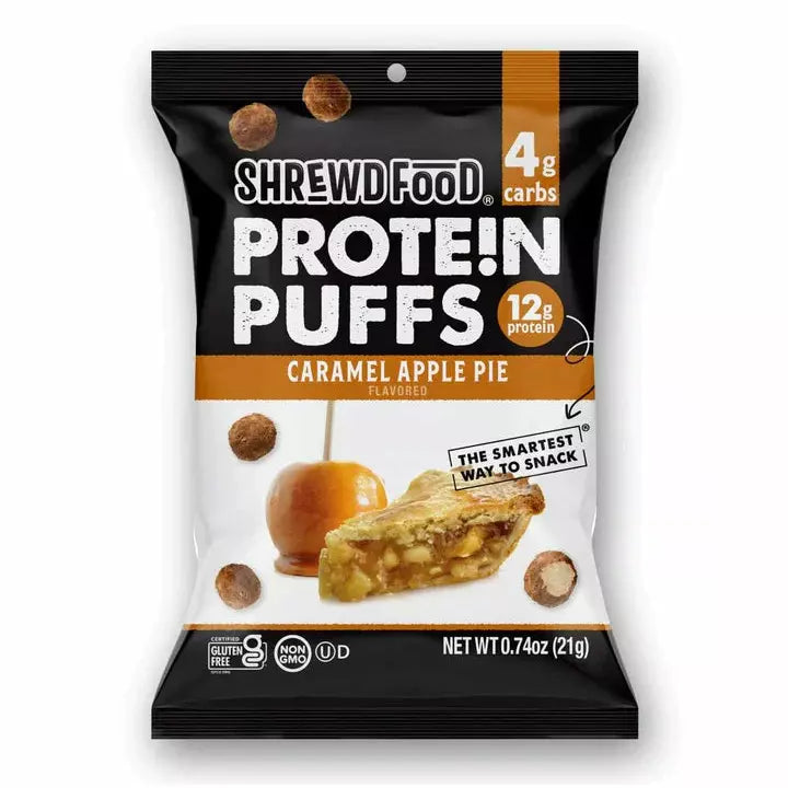 Shrewd Food Protein Puffs (1 bag) Protein Snacks Caramel Apple Pie BEST BY DEC 28/2022 Shrewd Food