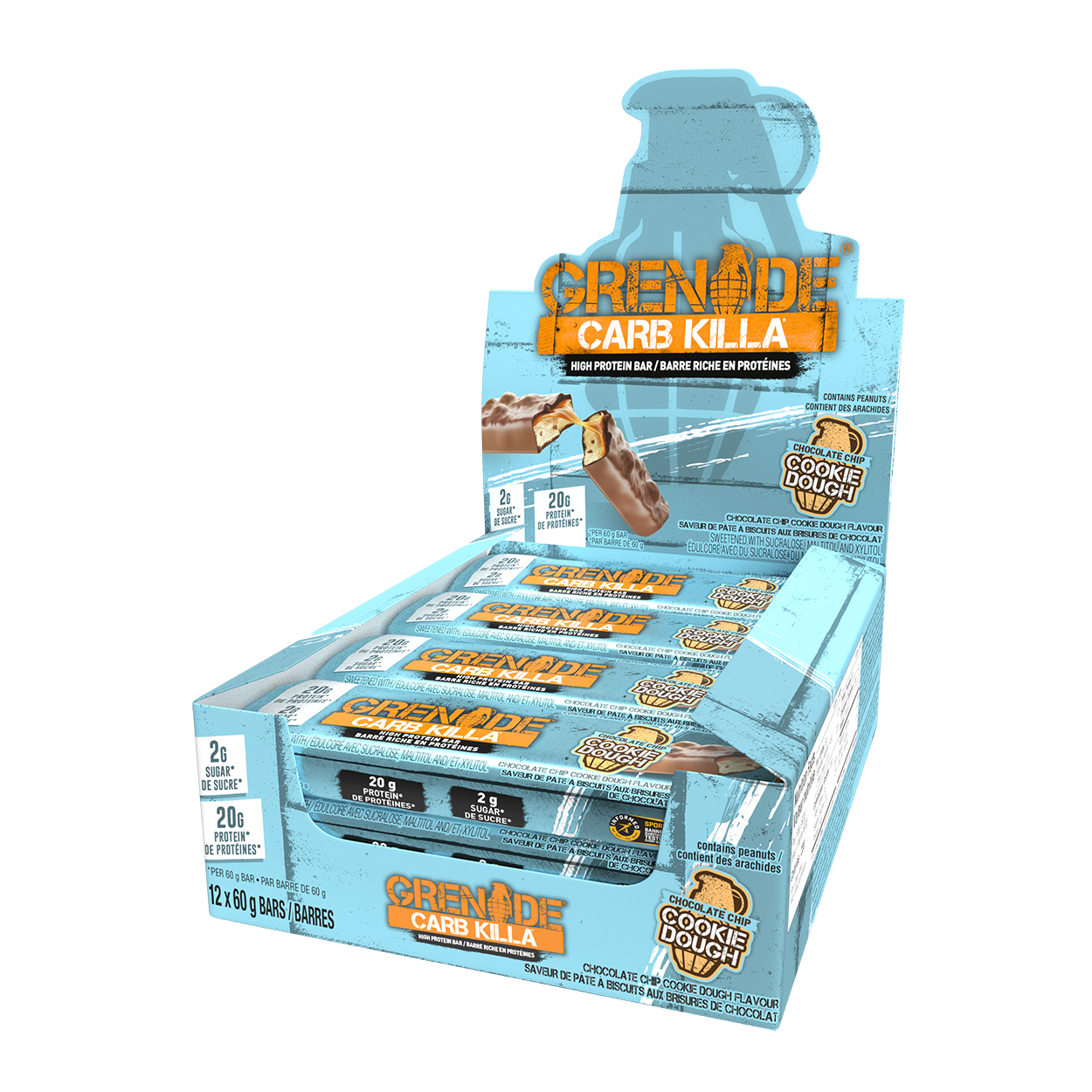 Grenade Carb Killa KETO Protein Bars (Box of 12) Protein Snacks Chocolate Chip Cookie Dough Grenade