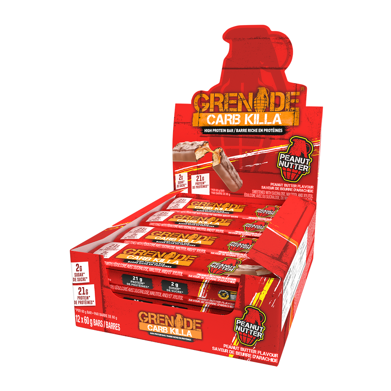 Grenade Carb Killa KETO Protein Bars (Box of 12) Protein Snacks Peanut Nutter Grenade