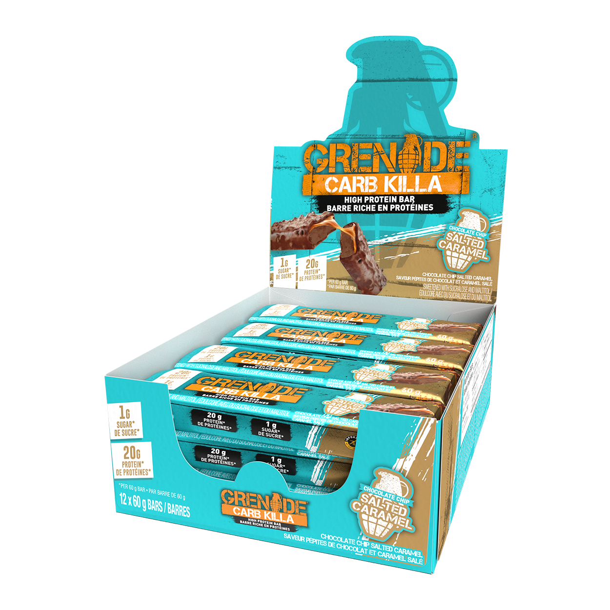 Grenade Carb Killa KETO Protein Bars (Box of 12) Protein Snacks Chocolate Chip Salted Caramel Grenade