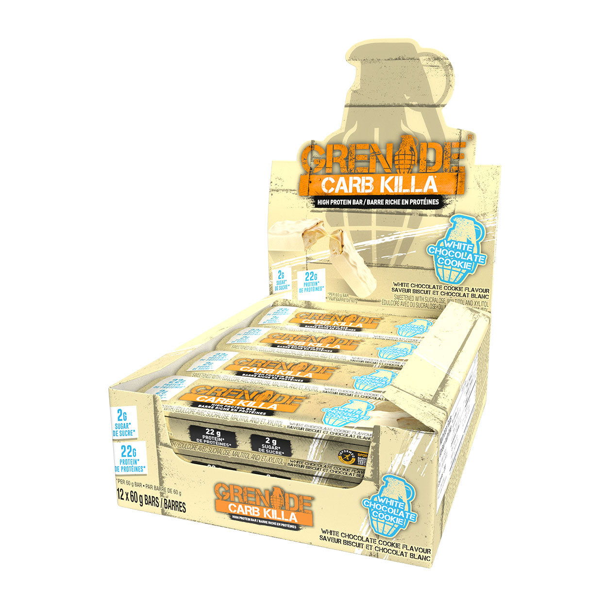 Grenade Carb Killa KETO Protein Bars (Box of 12) Protein Snacks White Chocolate Cookie Grenade