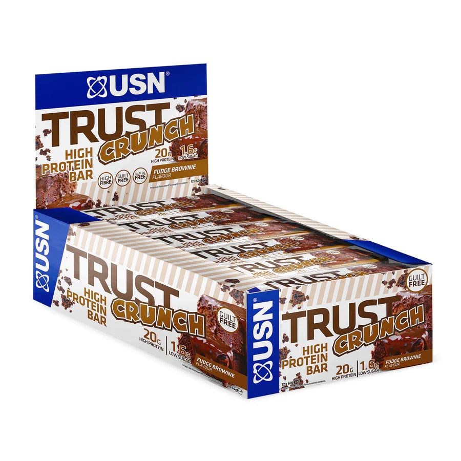 USN Crunch Protein Bar (1 BOX of 12 bars) Protein Snacks Fudge Brownie BEST BY AUG 2023 USN