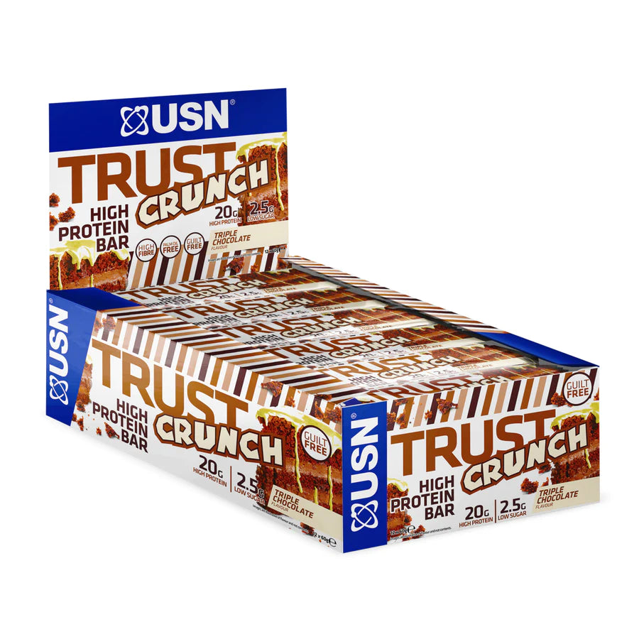 USN Crunch Protein Bar (1 BOX of 12 bars) Protein Snacks Triple Chocolate BEST BY JULY 2023 USN