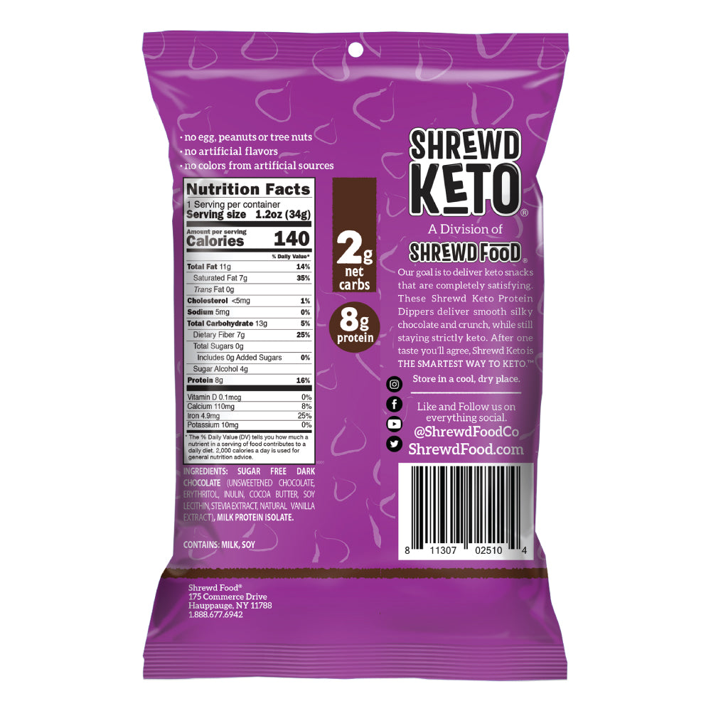 Shrewd Food Keto Dippers (1 bag) Protein Snacks Milk Chocolate BEST BY DEC 25/2022,Dark Chocolate BEST BY NOV 3/2022 Shrewd Food